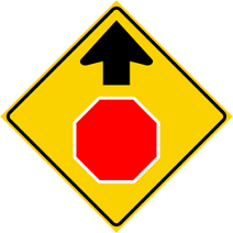 Figures of the recommended speed limit sign, recommended stop ahead sign, recommended reduced speed limit ahead sign.